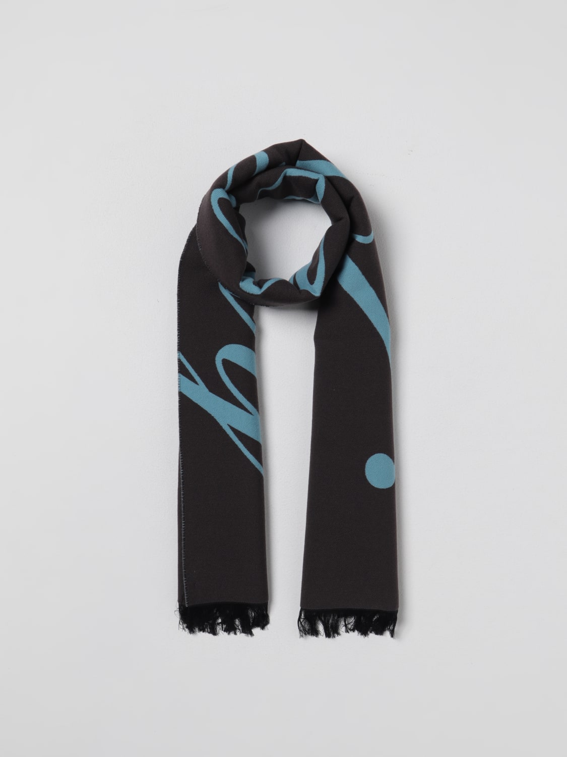 BURBERRY SCARF: Burberry wool scarf with jacquard macro logo, Black - Img 2