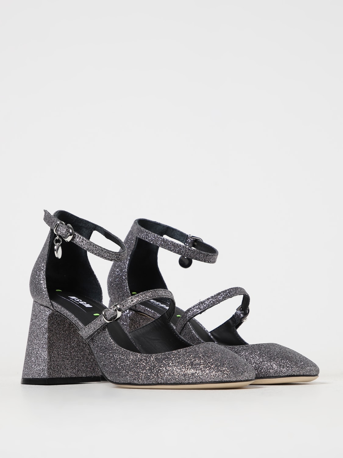 MSGM HIGH HEEL SHOES: MSGM Pumps in glittery fabric, Silver - Img 2