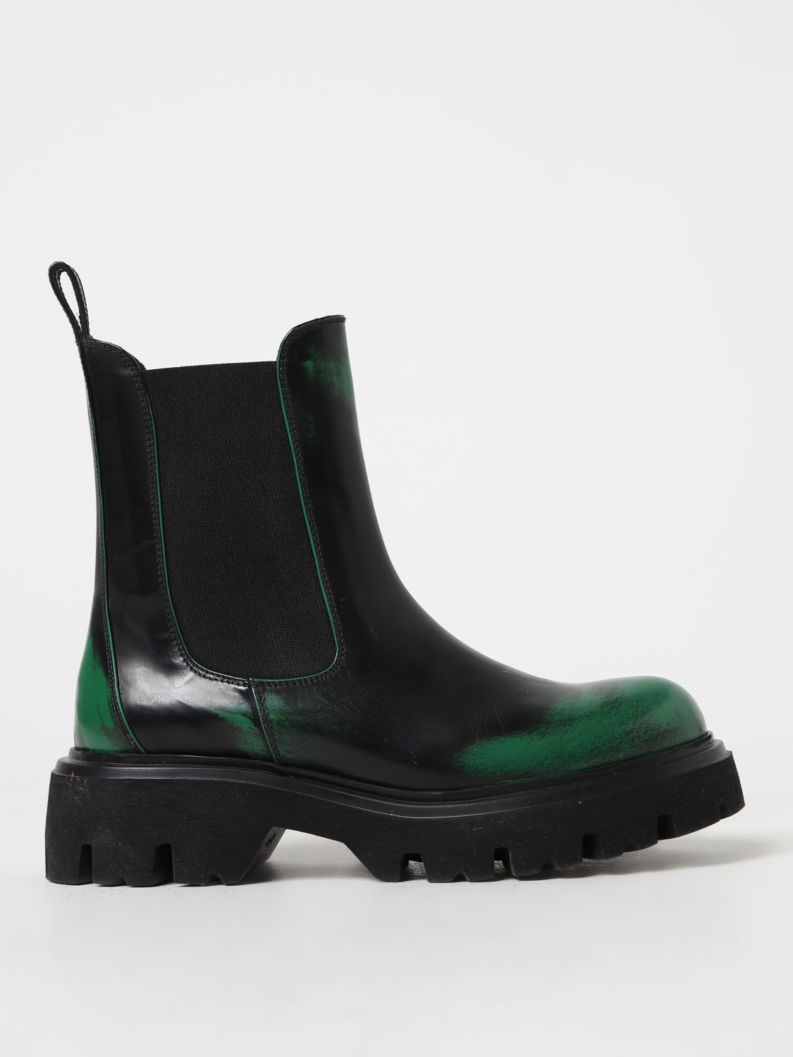 MSGM FLAT ANKLE BOOTS: MSGM ankle boots in used effect leather, Black - Img 1