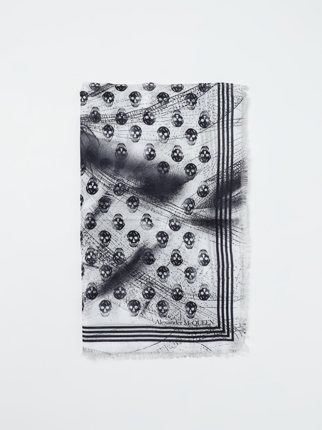 Alexander McQueen Skull Scarf in White/Black — UFO No More