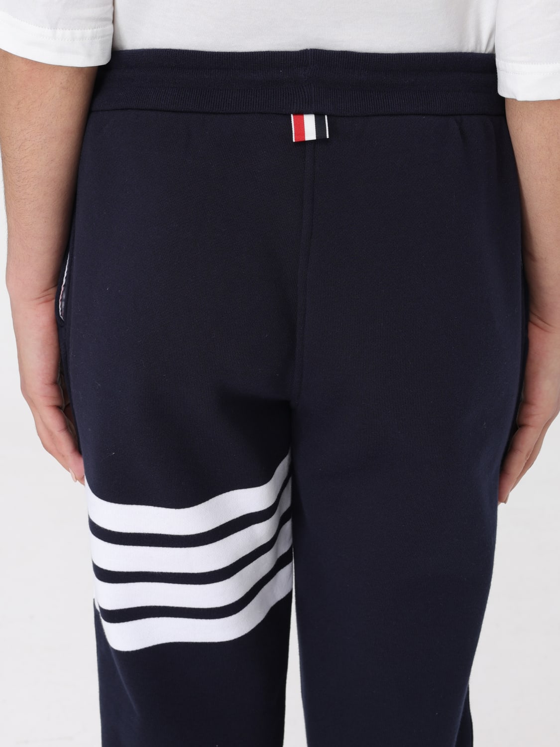 フィットネスボトムス THOM BROWNE Women Straight Pants FJQ001A00535 415 NAVY Ripstop RWB Side Stripe Track Pants - Navy – Feature