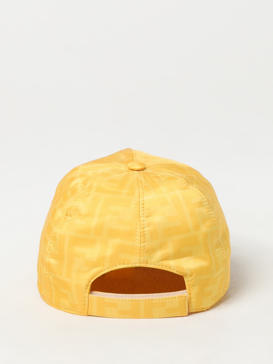 FENDI CAPPELLO BAMBINO: Cappello Fendi Kids in nylon con monogram FF all over, Giallo - Img 3