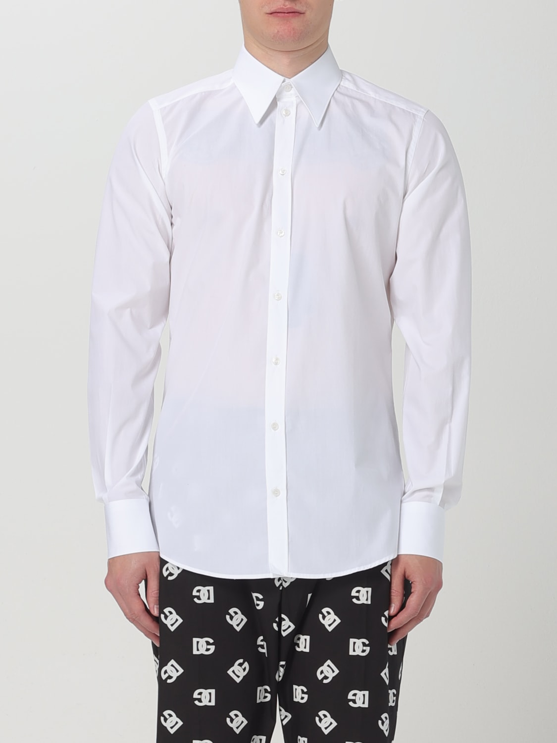 Dolce Gabbana Outlet Camicia in popeline di cotone Bianco Camicia Dolce Gabbana G5IX8TGG865 online su GIGLIO.COM