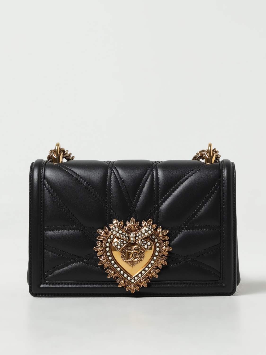 DOLCE & GABBANA: Devotion bag in quilted leather - Black