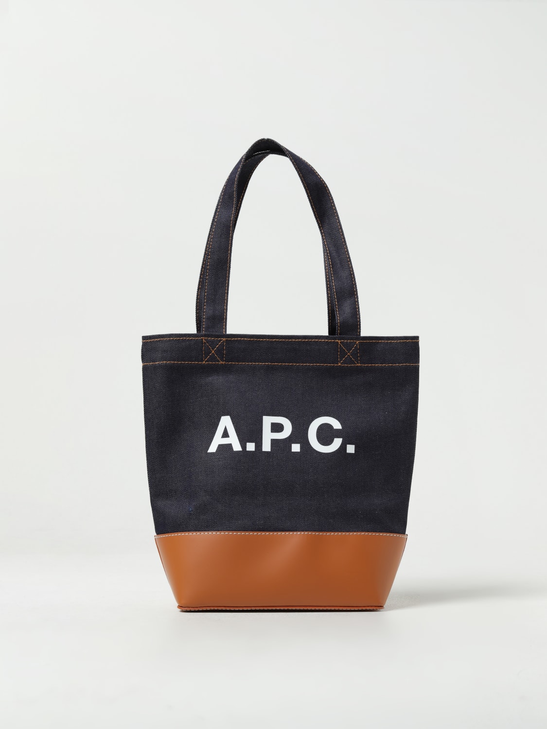 A.P.C.: Axel bag in denim and synthetic leather - Camel | A.P.C. bags  CODDPM61568 online at GIGLIO.COM