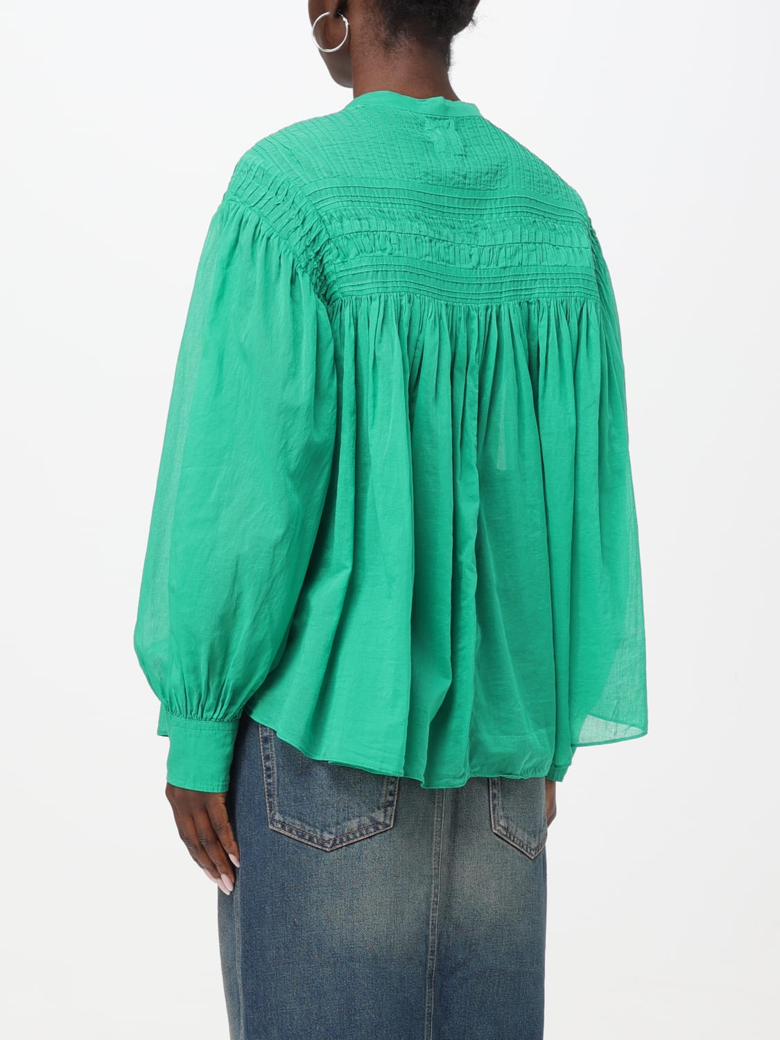 ISABEL ETOILE MARANT Blue Ruffled Shirt outlet