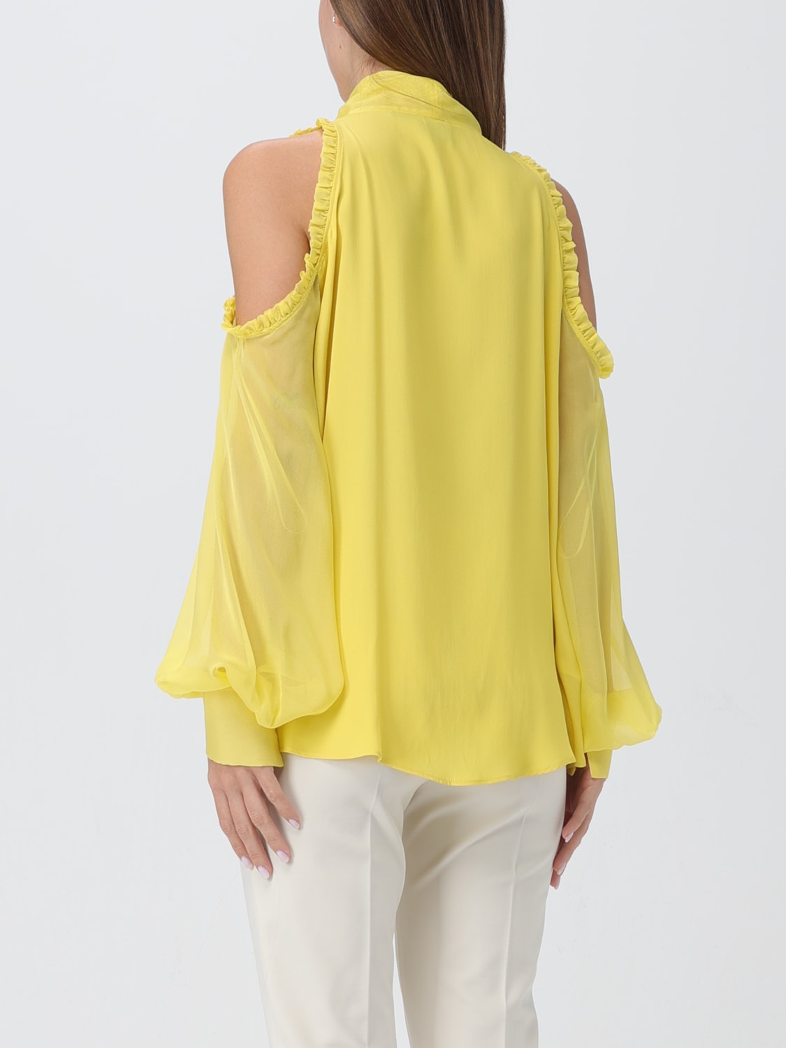 PINKO TOP E BLUSE: Blusa Pinko in crêpe de chine , Giallo - Img 2