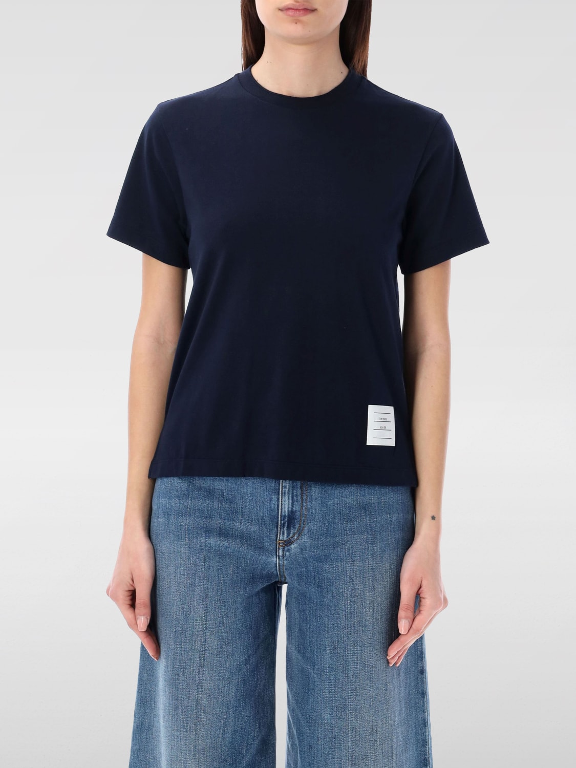 THOM BROWNE T-SHIRT: Sweater woman Thom Browne, Blue - Img 1