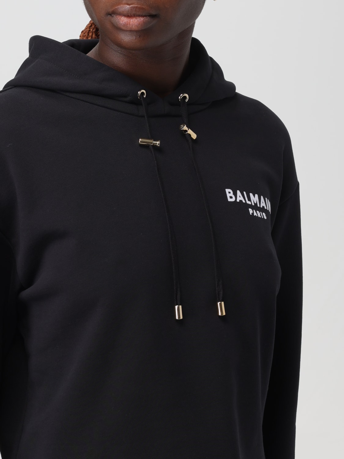 BALMAIN FELPA: Felpa Balmain in cotone con logo , Nero - Img 5