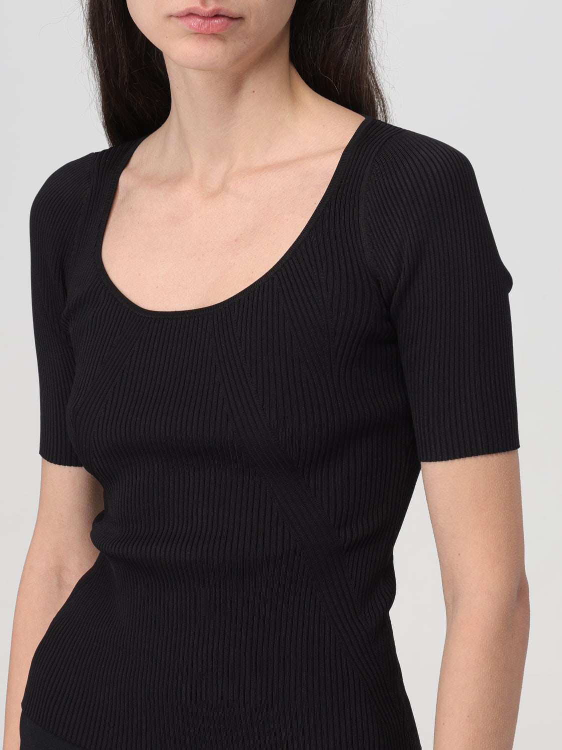 PINKO T-SHIRT: Pinko ribbed viscose t-shirt, Black - Img 3