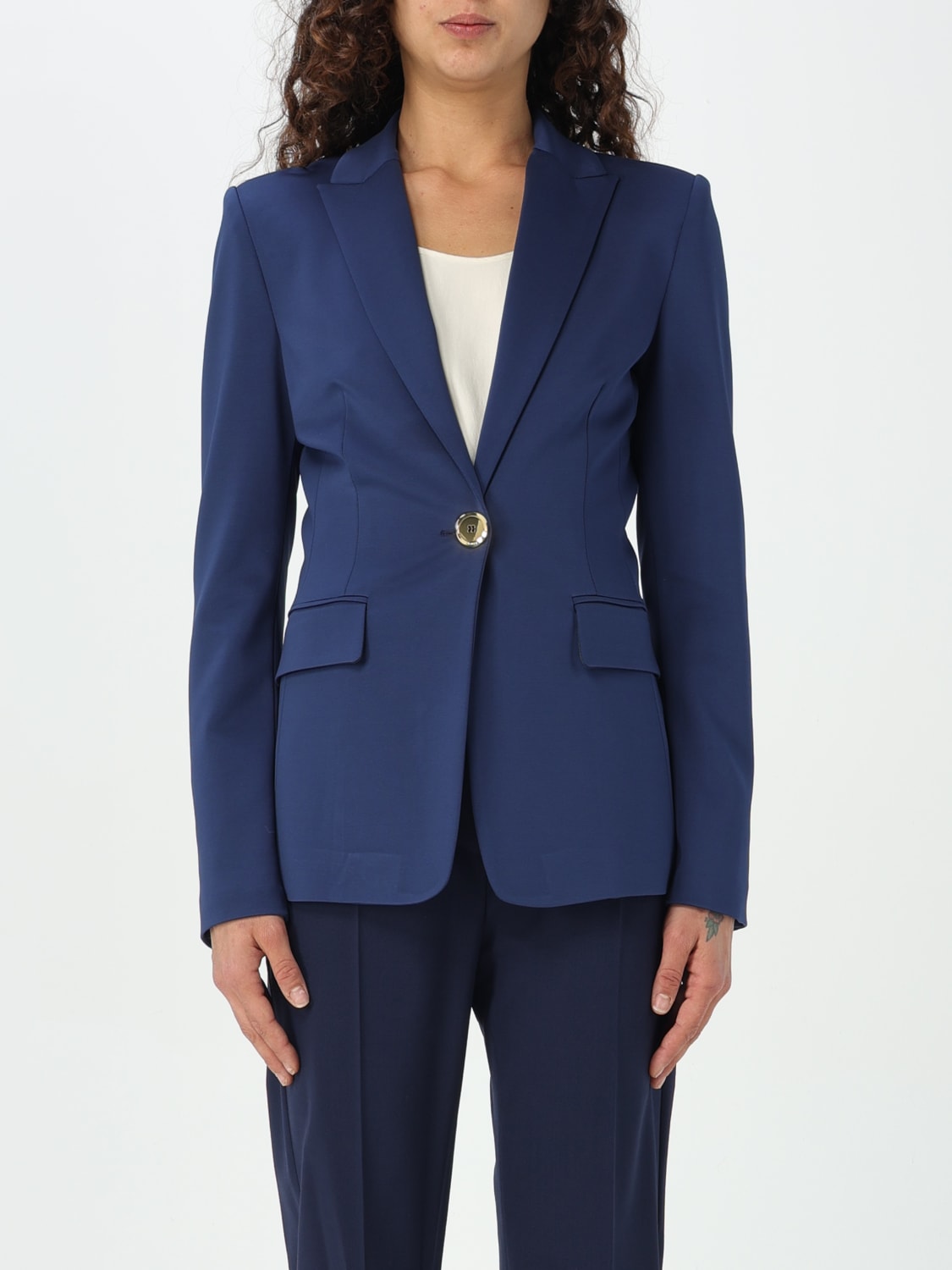 PINKO BLAZER: Blazer Pinko in tessuto stretch , Blue - Img 1