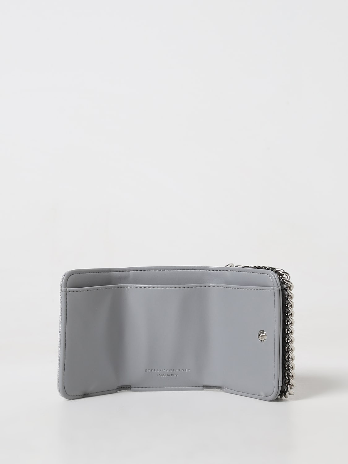 STELLA MCCARTNEY: Portafoglio Falabella in pelle sintetica cracklé -  Argento | Portafoglio Stella McCartney 521371WP0301 online su GIGLIO.COM