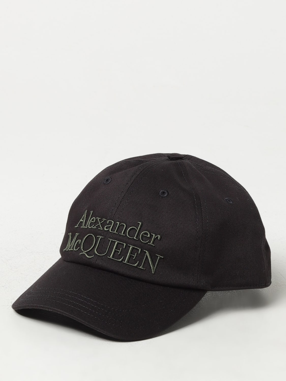 ALEXANDER MCQUEEN CAPPELLO: Cappello Alexander McQueen in cotone con logo ricamato, Nero - Img 1