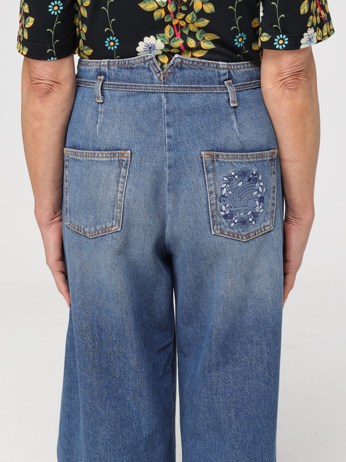 デニム・ジーパン ETRO Women Denim Pants WRNB0005 AD171S9001 BLUE Blue Denim-jacquard high-rise wide-leg jeans | ETRO | NET-A