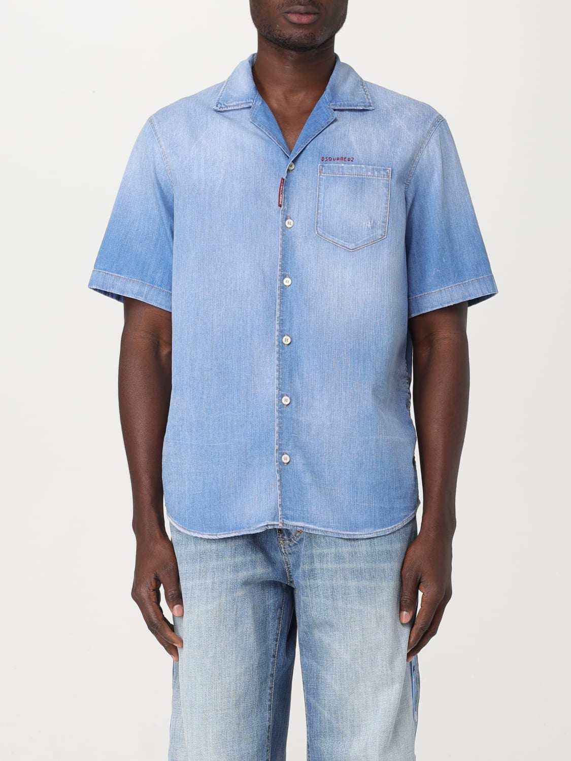 DSQUARED2 CAMICIA: Camicia Dsquared2 in denim di cotone, Blue - Img 1