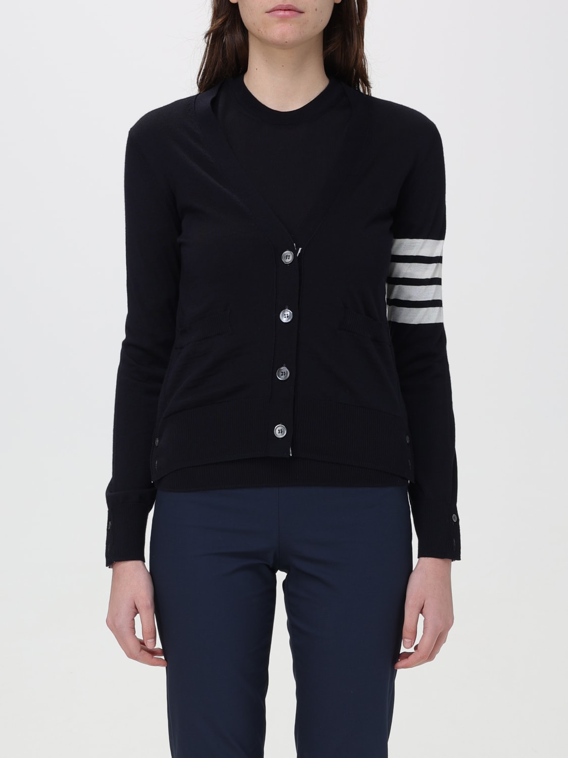 THOM BROWNE JERSEY: Cárdigan mujer Thom Browne, Azul Oscuro - Img 1