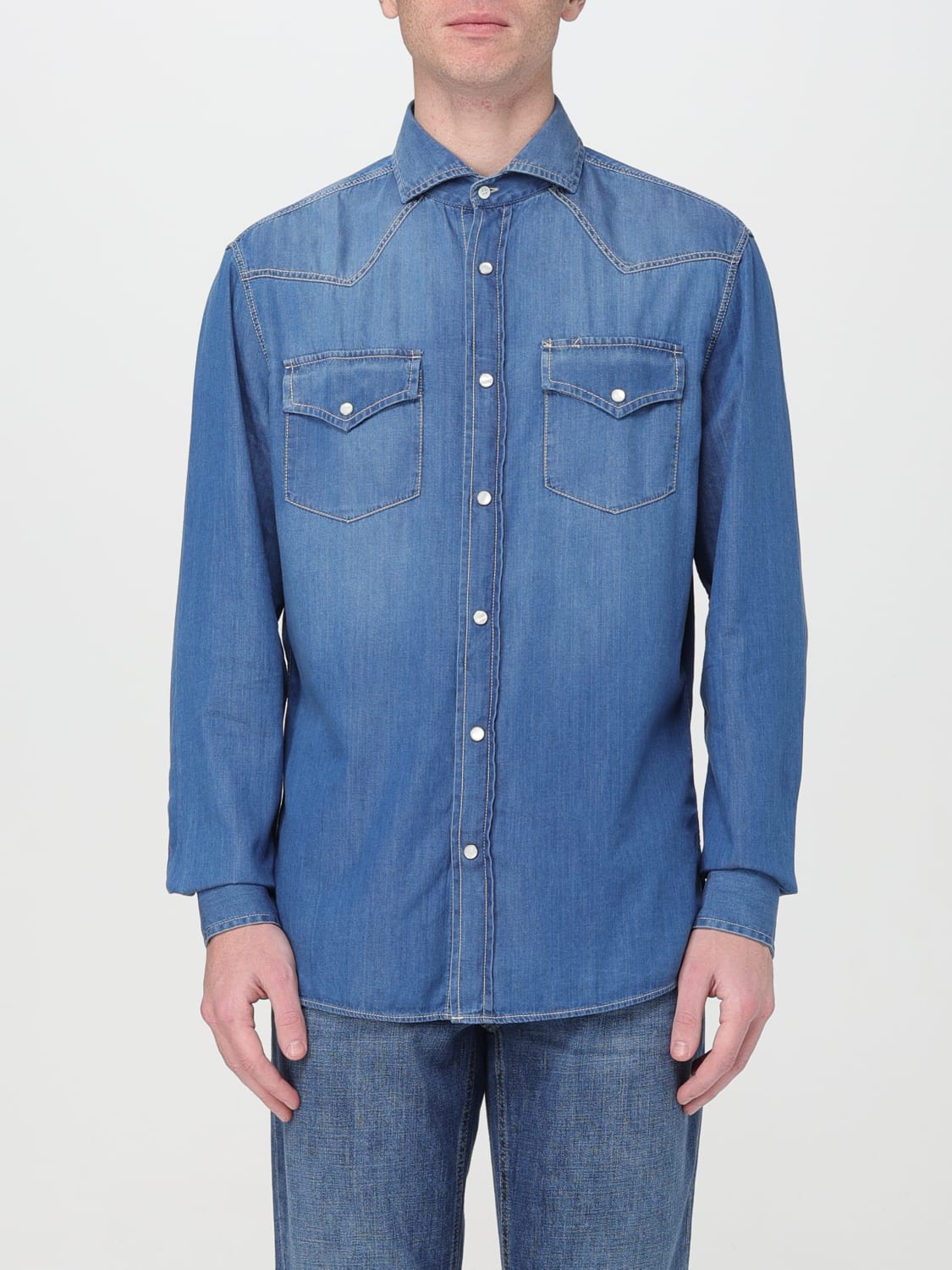 BRUNELLO CUCINELLI: Shirt men - Blue 1 | Brunello Cucinelli shirt ...