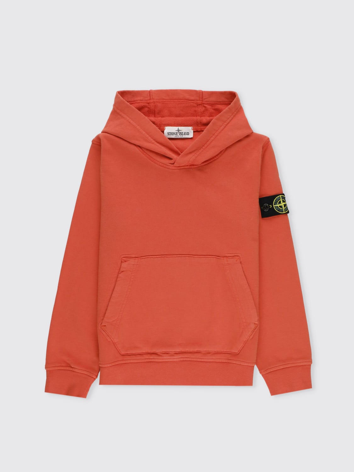Stone Island Junior Outlet Felpa in jersey con cappuccio Arancione Maglia Stone Island Junior 61640 online su GIGLIO.COM