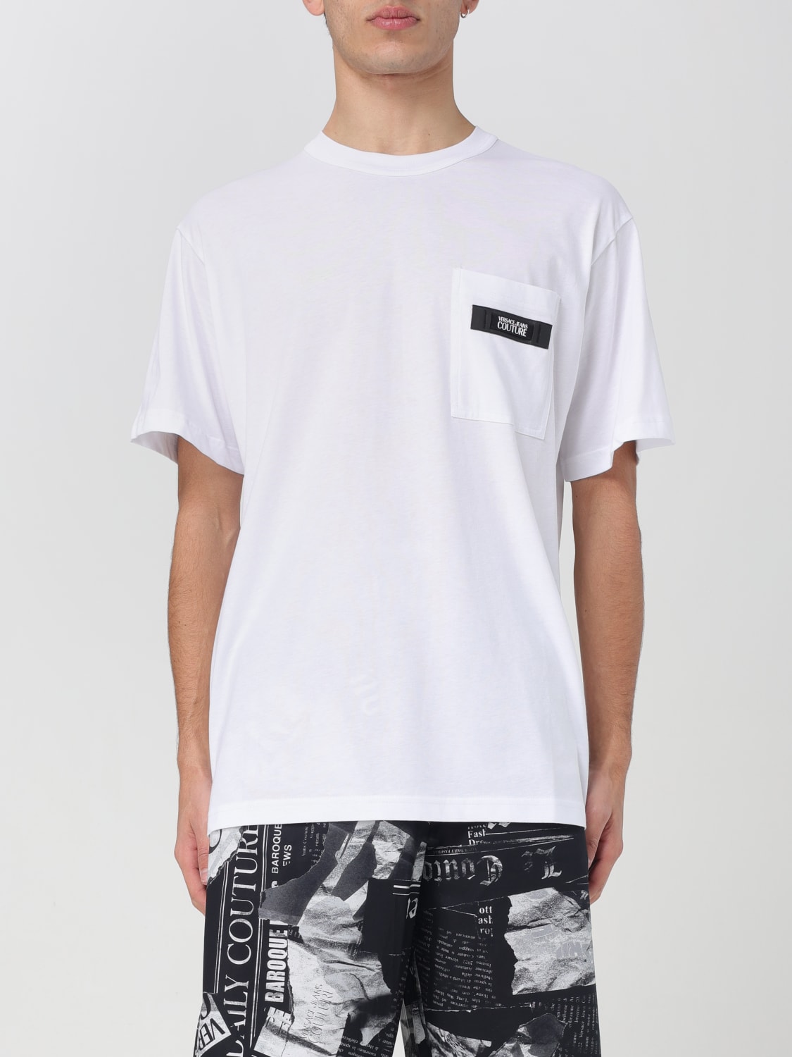 VERSACE JEANS COUTURE T-SHIRT: T-shirt Versace Jeans Couture con logo, Bianco - Img 1