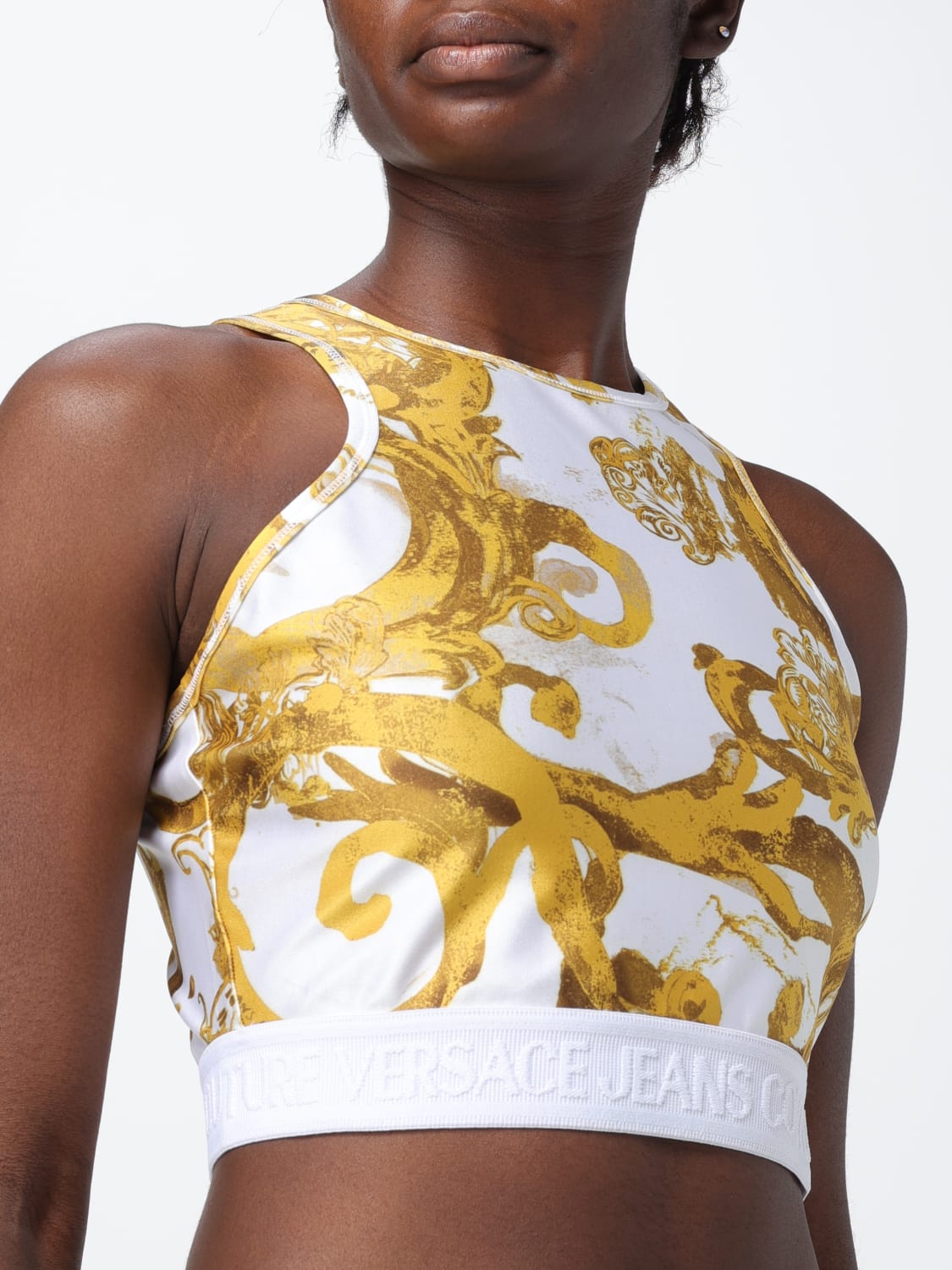 Versace Barocco print cropped top - White