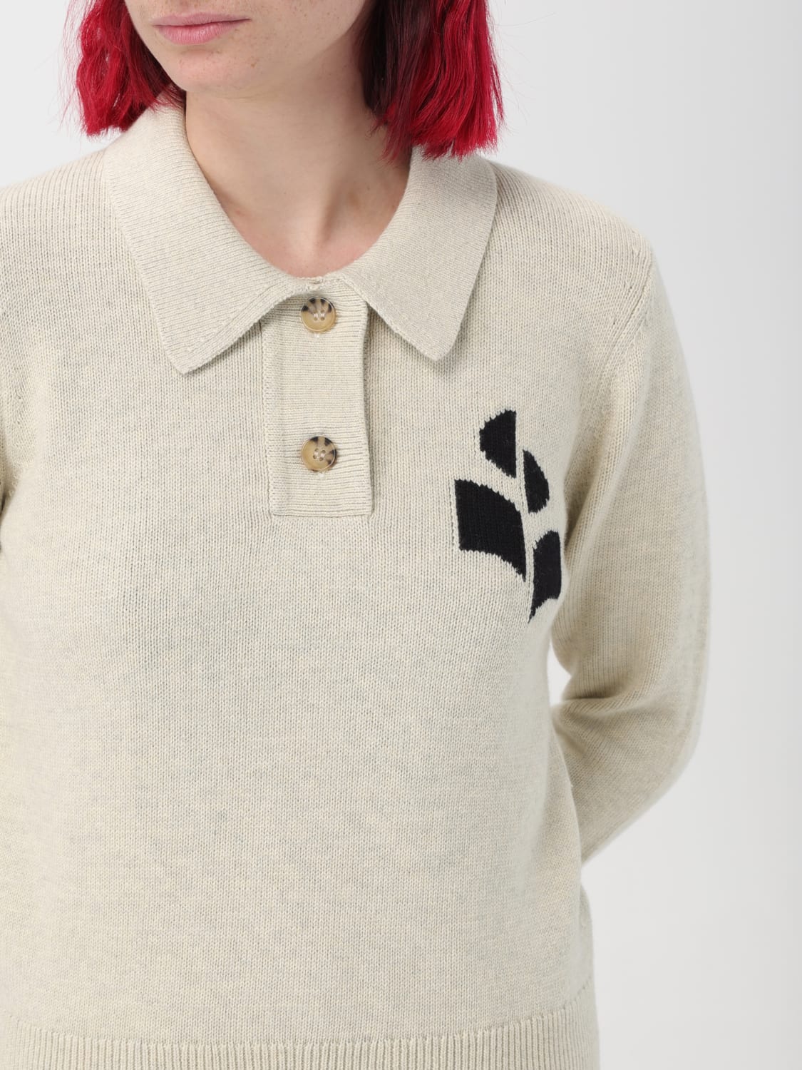 ISABEL MARANT MAGLIA: Polo Isabel Marant in maglia con logo, Grigio - Img 3