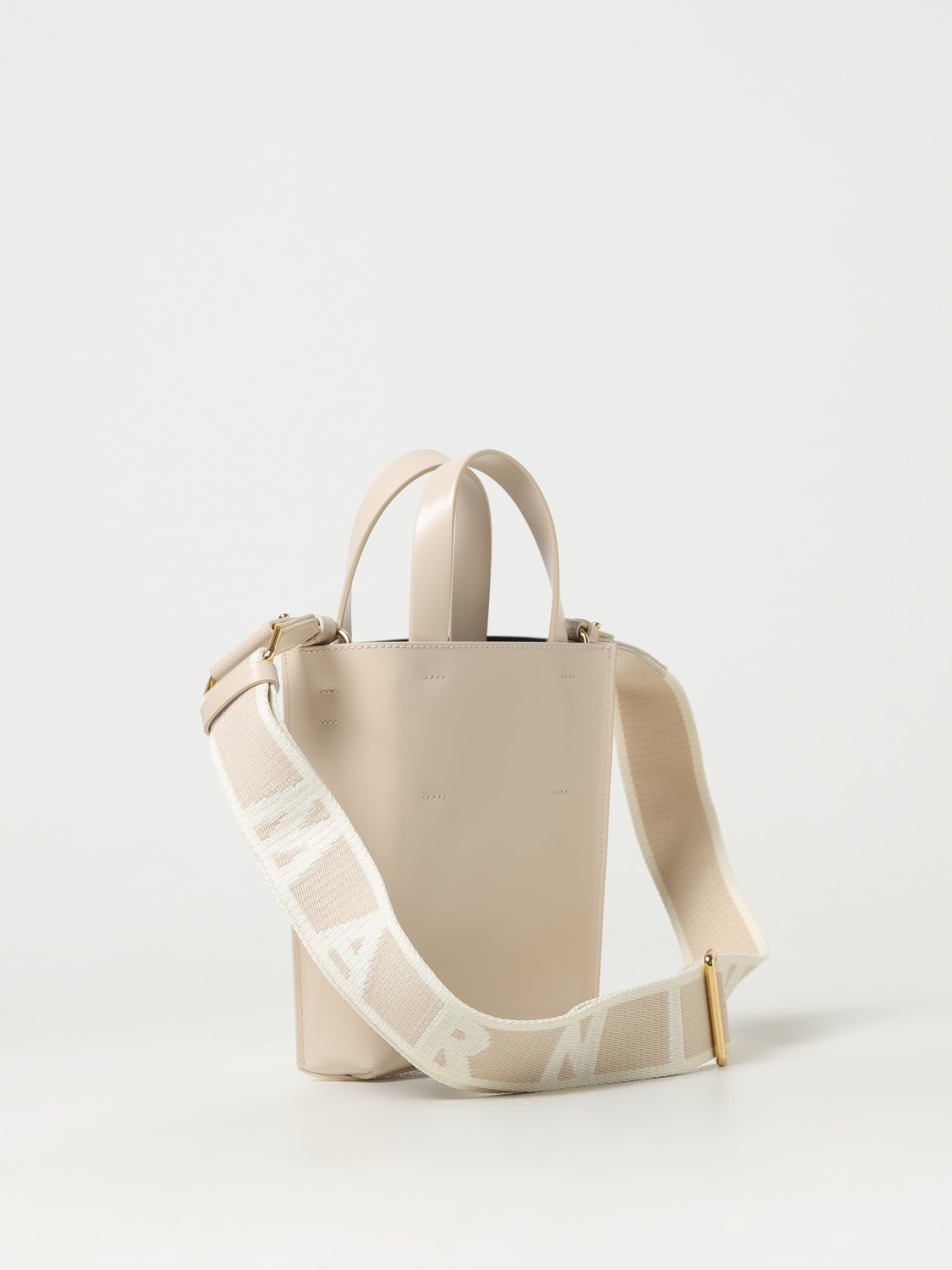 MARNI BORSA MINI: Borsa Museo Marni in pelle spazzolata, Beige - Img 2