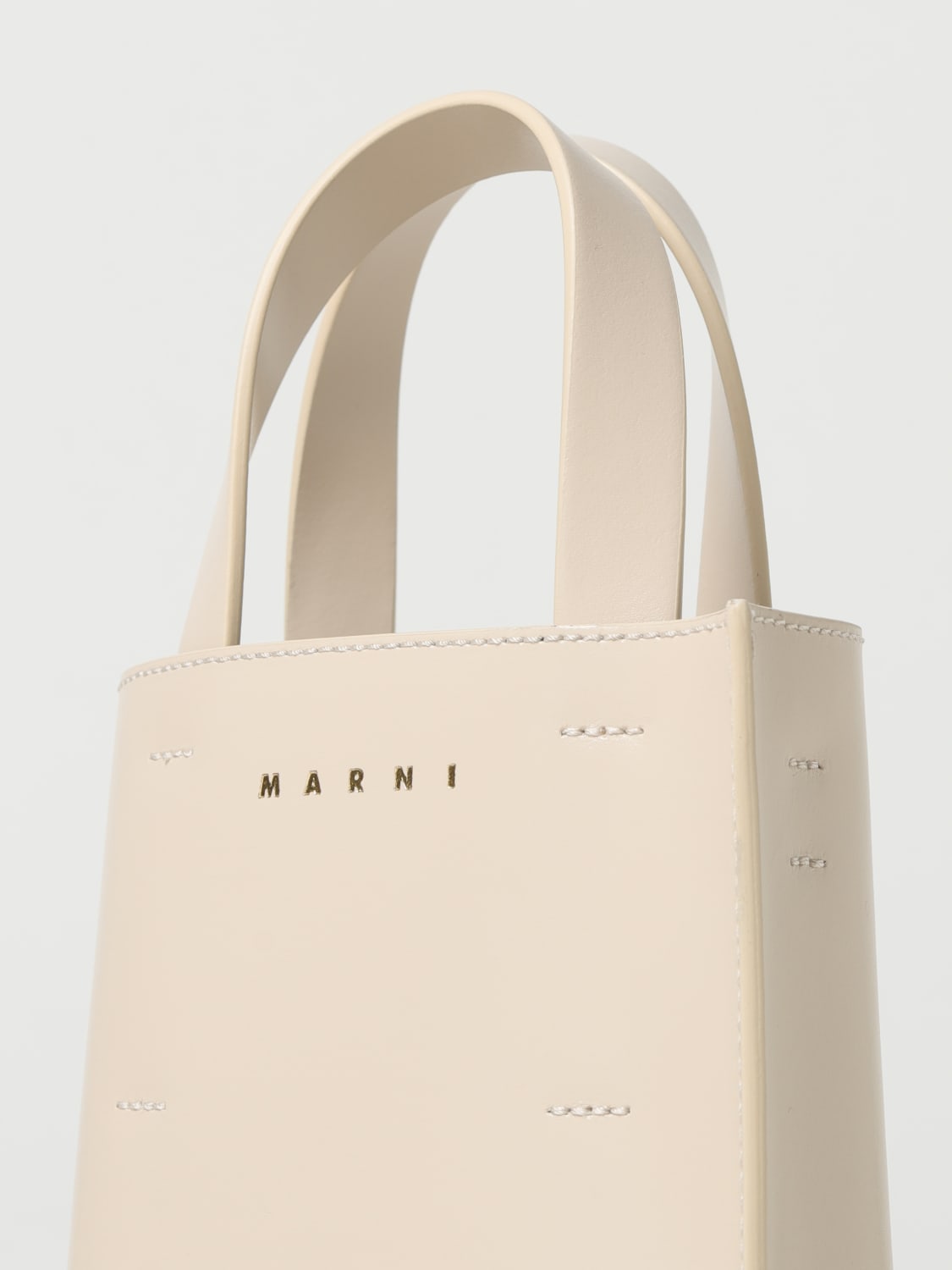 MARNI BORSA MINI: Borsa Museo Marni in pelle spazzolata, Beige - Img 3