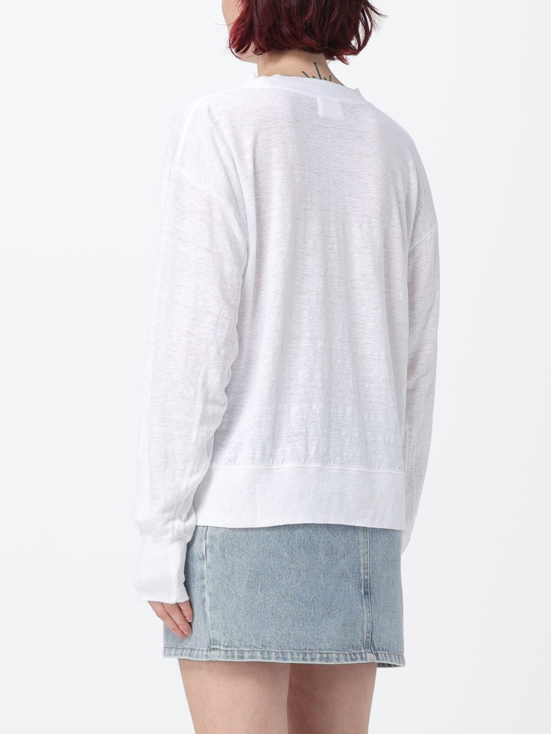 ISABEL MARANT ETOILE FELPA: Felpa Isabel Marant Étoile in jersey con logo, Bianco - Img 3