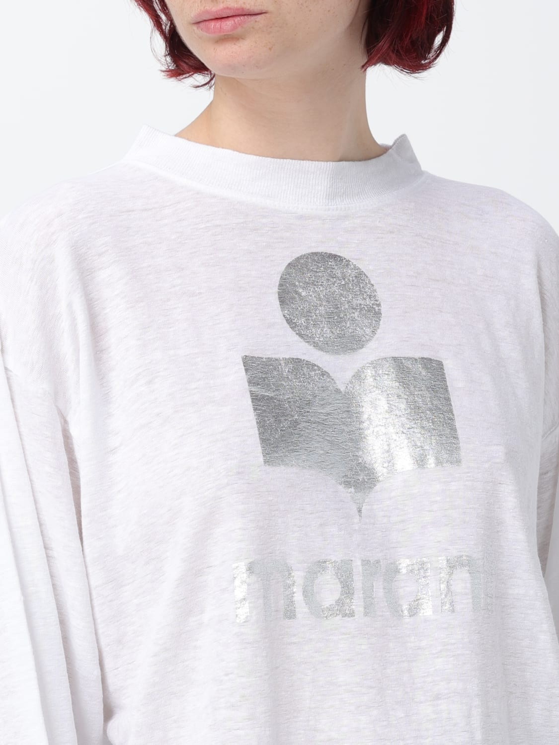 ISABEL MARANT ETOILE FELPA: Felpa Isabel Marant Étoile in jersey con logo, Bianco - Img 4