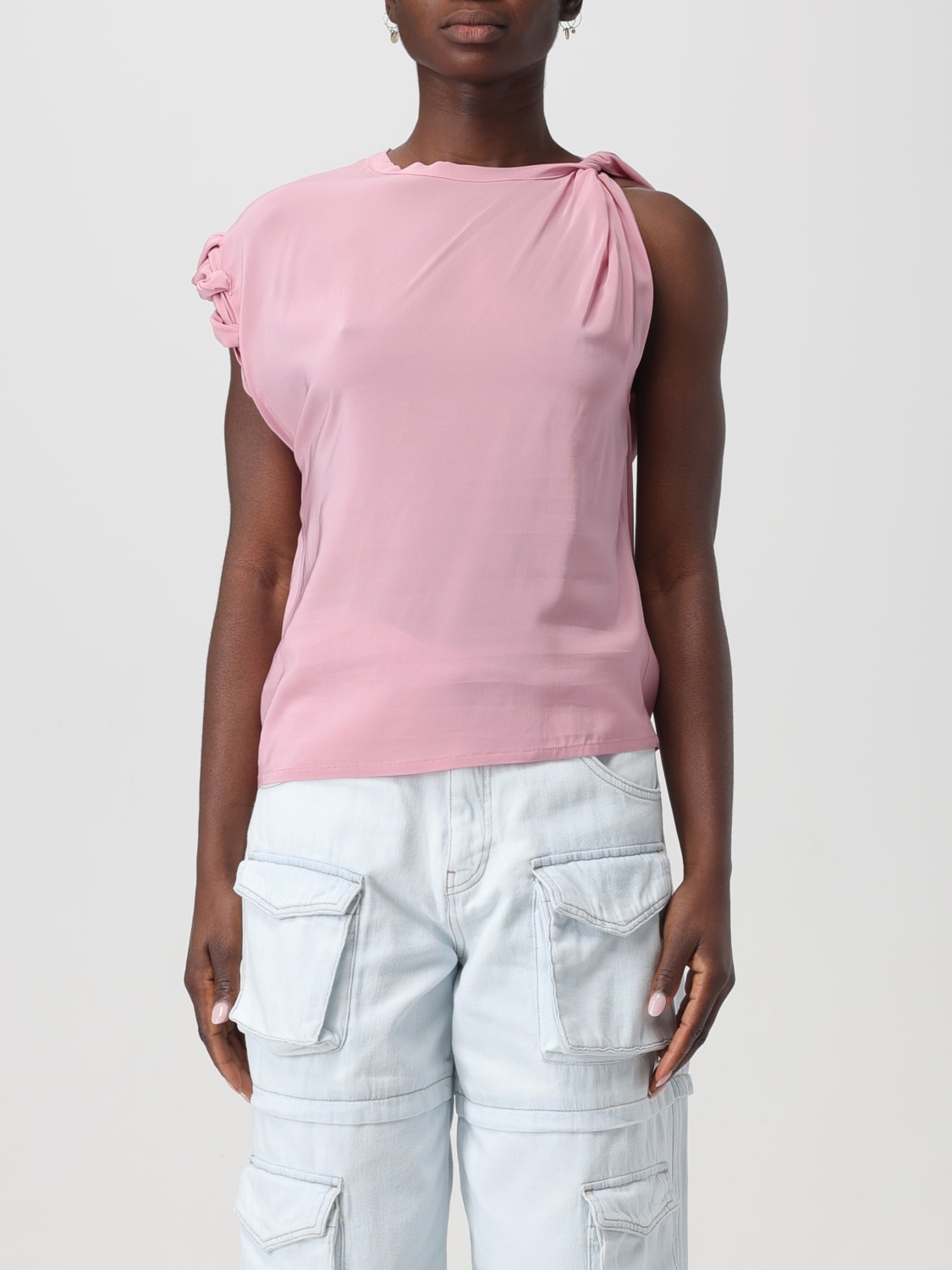 PINKO TOP E BLUSE: Top asimmetrico Pinko in georgette stretch, Rosa - Img 1