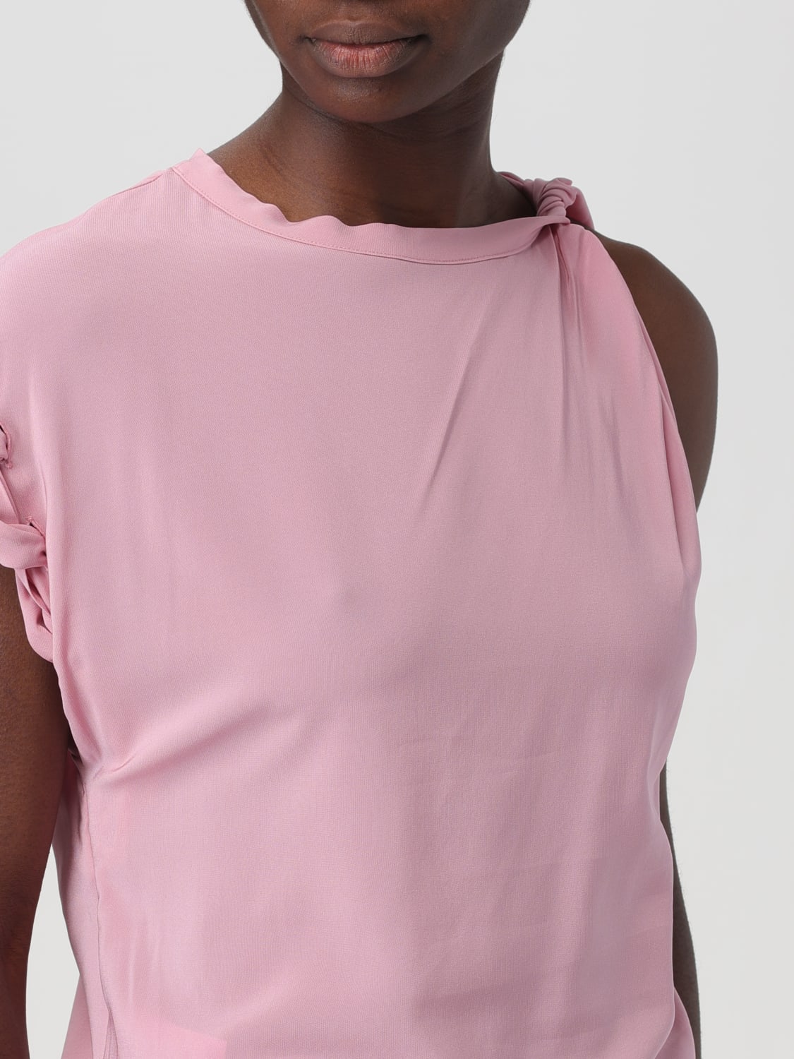 PINKO TOP E BLUSE: Top asimmetrico Pinko in georgette stretch, Rosa - Img 3