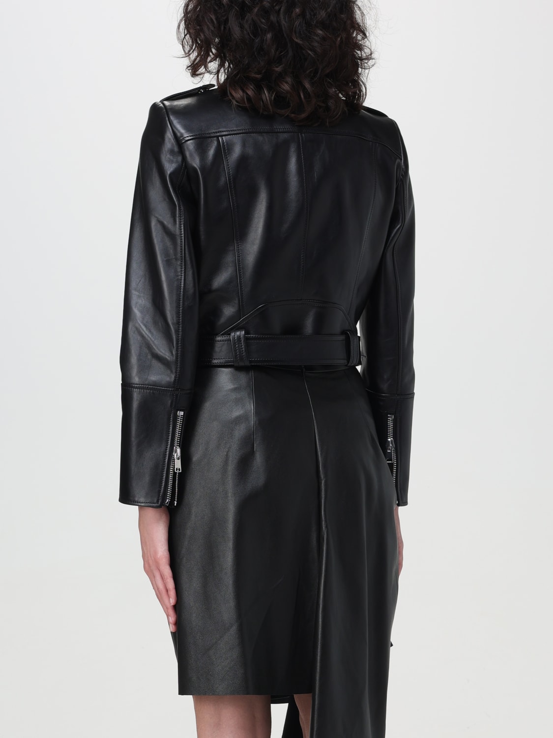 ジャケット ALEXANDER MCQUEEN Woman Jacket Black 668451Q5AK8 1000 Women's Cropped Leather Jacket in Black | McQueen US