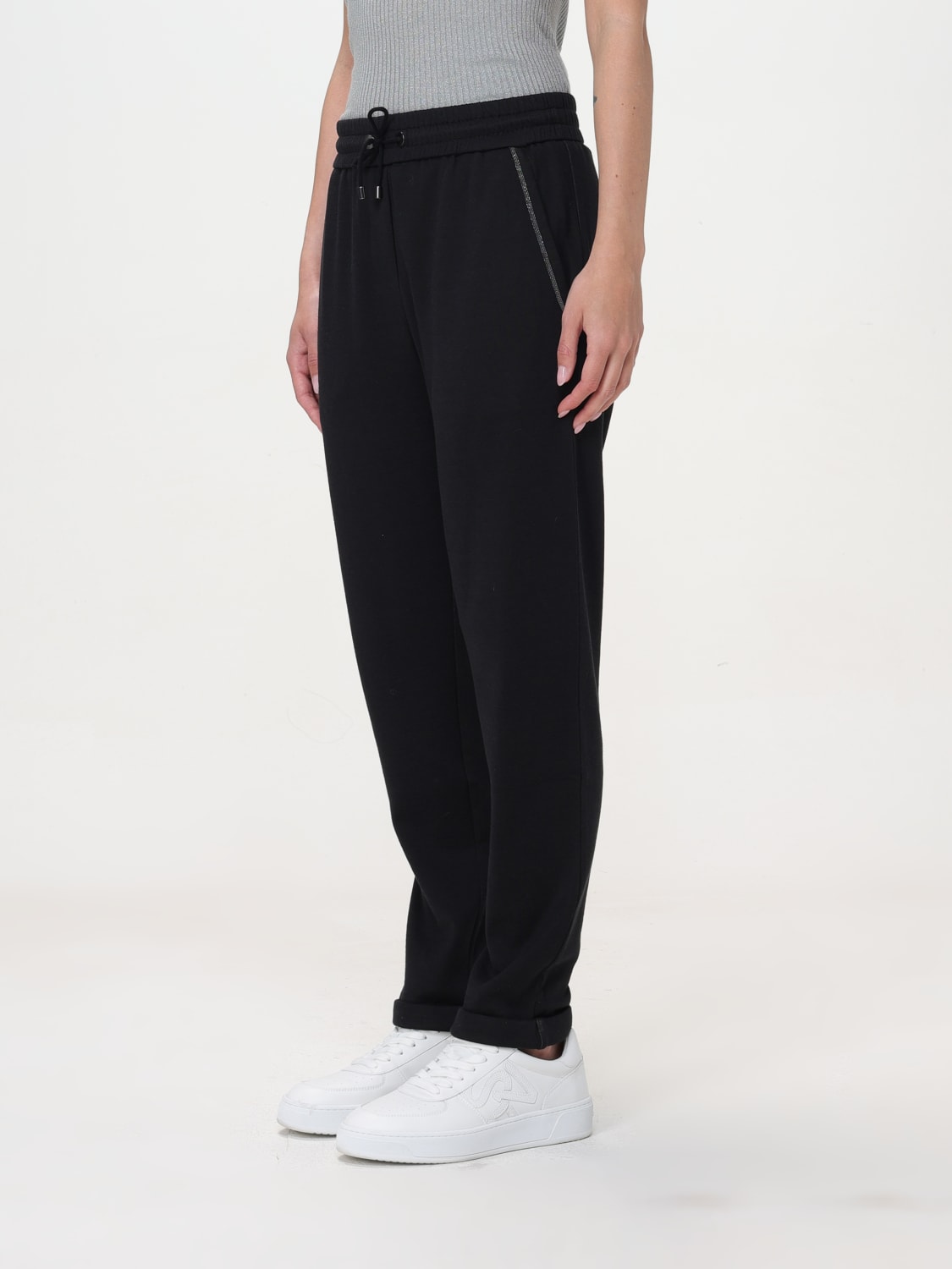 パンツ BRUNELLO CUCINELLI Women Straight Pants MD828SB899 C8329 WHI Pull-on trousers for Woman in White | Brunello Cucinelli