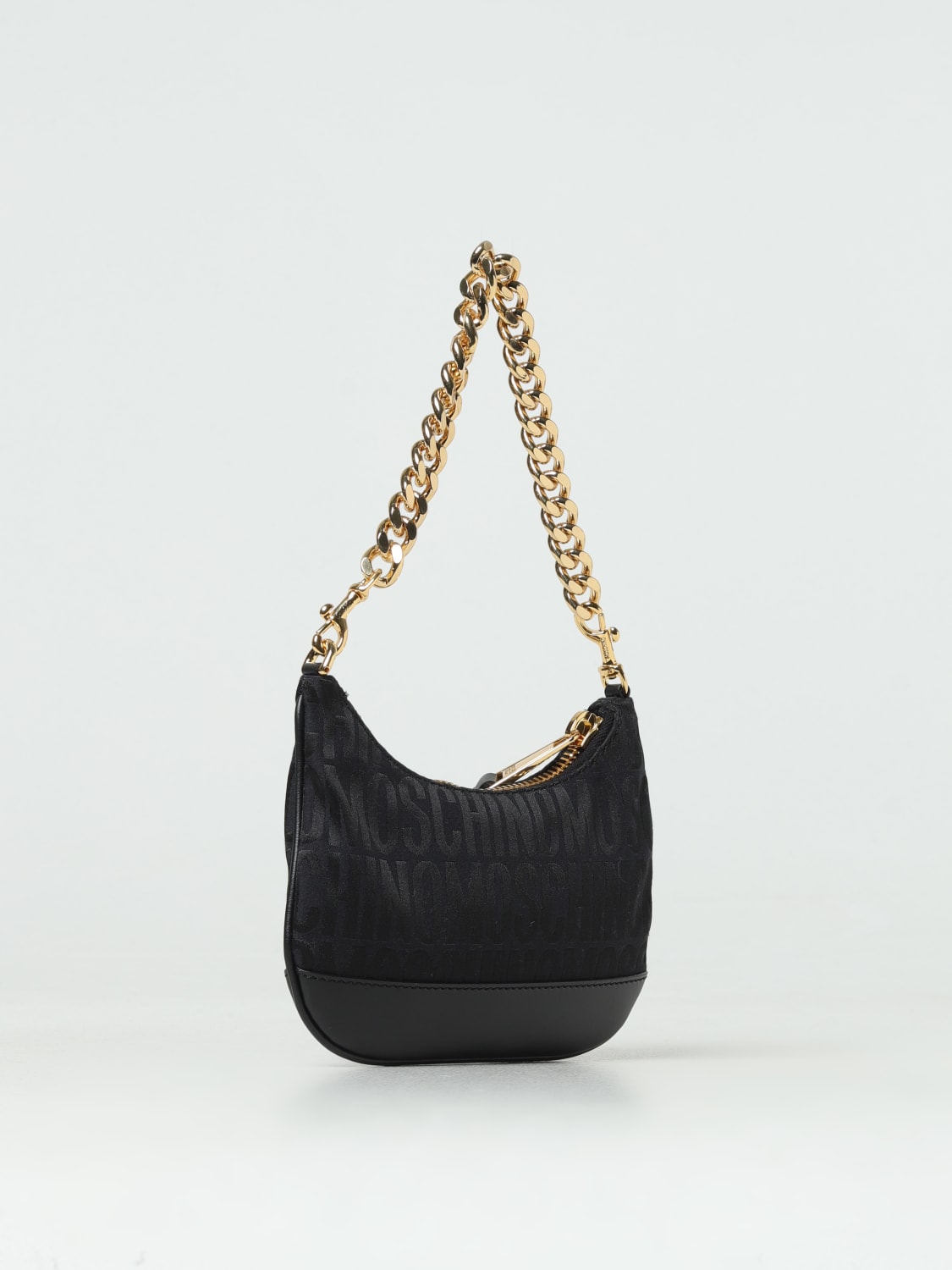 MOSCHINO COUTURE BORSA MINI: Borsa Moschino Couture in tessuto jacquard e pelle, Nero - Img 3