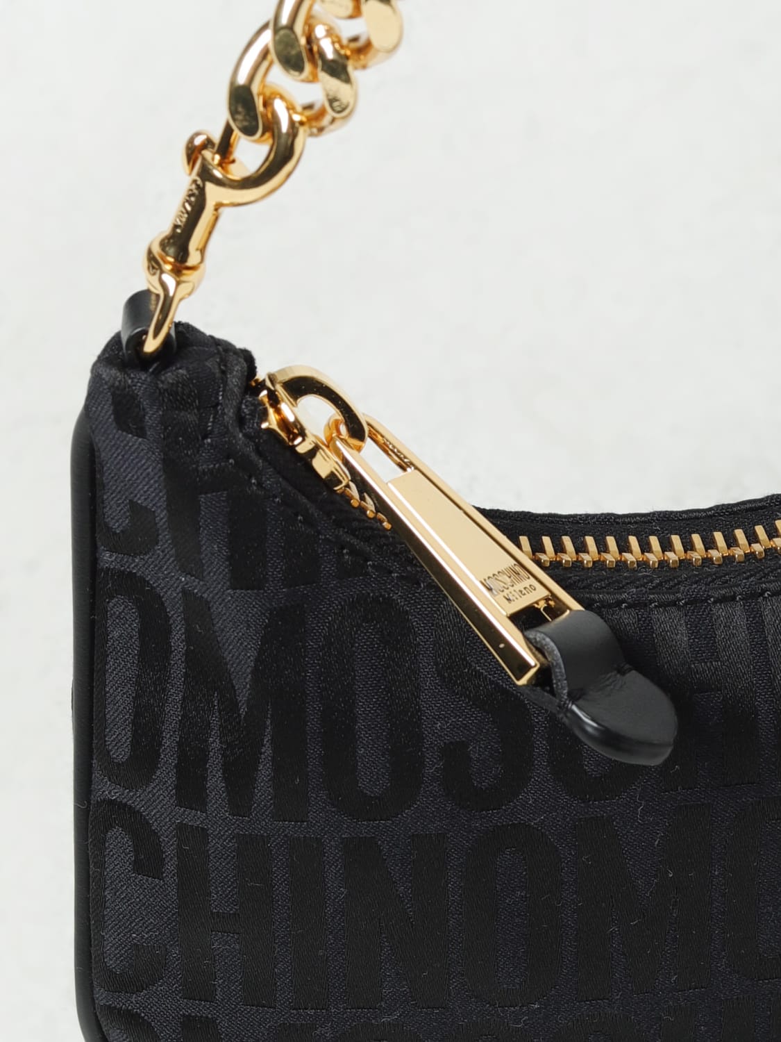 MOSCHINO COUTURE BORSA MINI: Borsa Moschino Couture in tessuto jacquard e pelle, Nero - Img 4