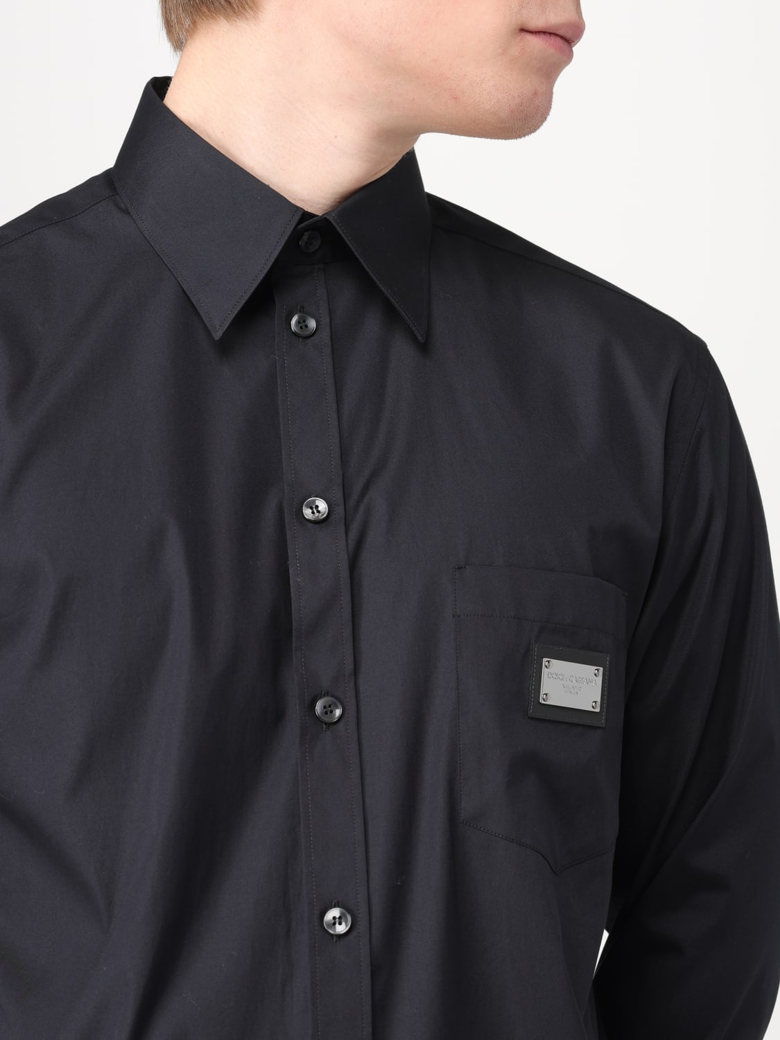 DOLCE & GABBANA CAMICIA: Camicia Dolce & Gabbana in popeline di cotone , Nero - Img 5