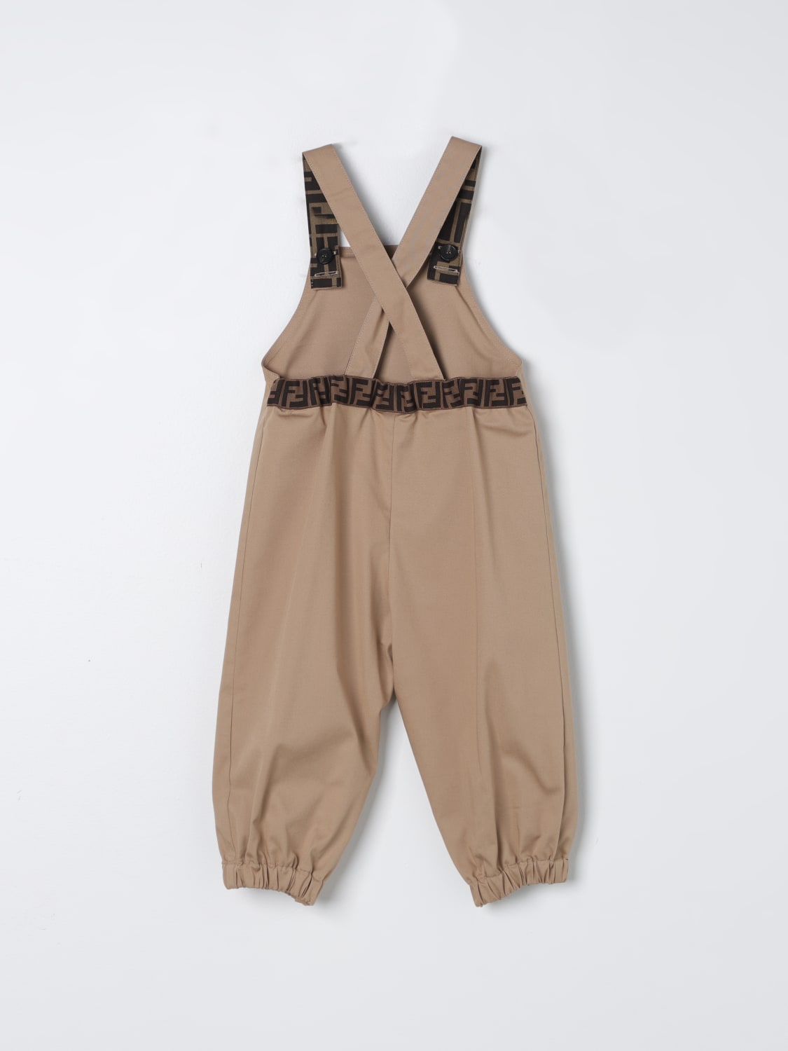 FENDI TUTA: Salopette Fendi Kids di cotone, Beige - Img 2