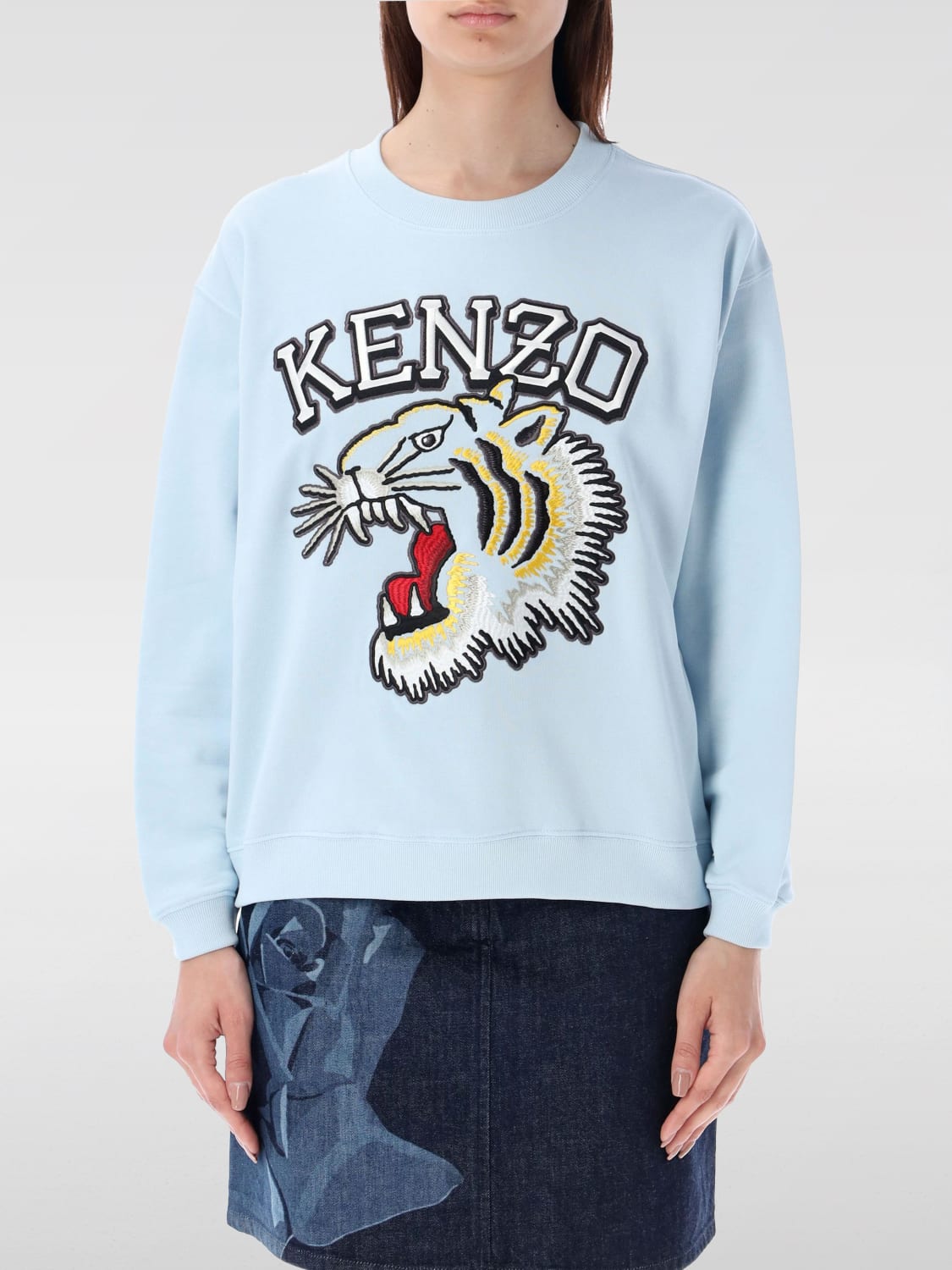 Kenzo Outlet Felpa in cotone con logo Blue Felpa Kenzo FE52SW1394MF online su GIGLIO.COM