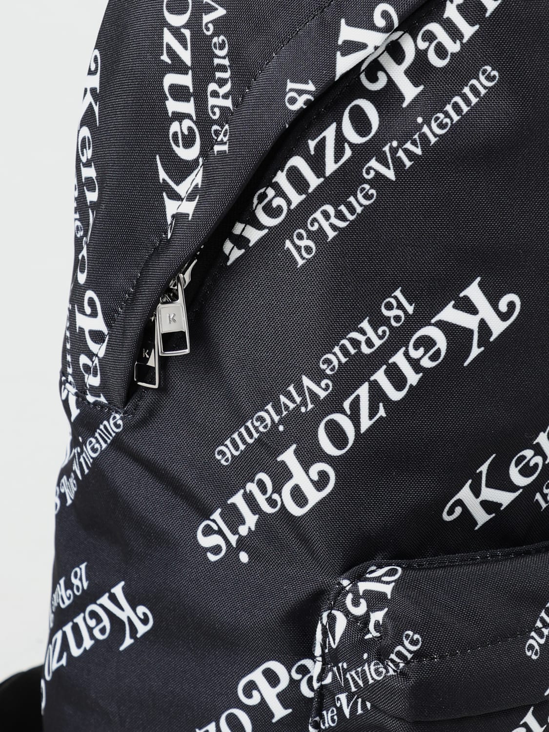 KENZO ZAINO: Zaino Kenzo in nylon con stampa logo , Nero - Img 4