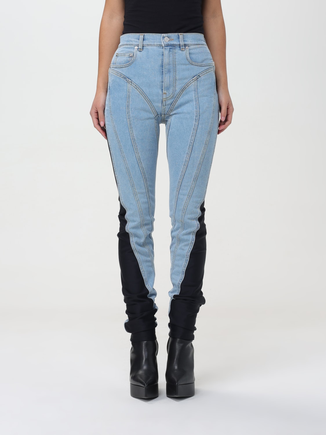 MUGLER: Pants woman - Gnawed Blue | Mugler pants 24P6PA0326246 online ...