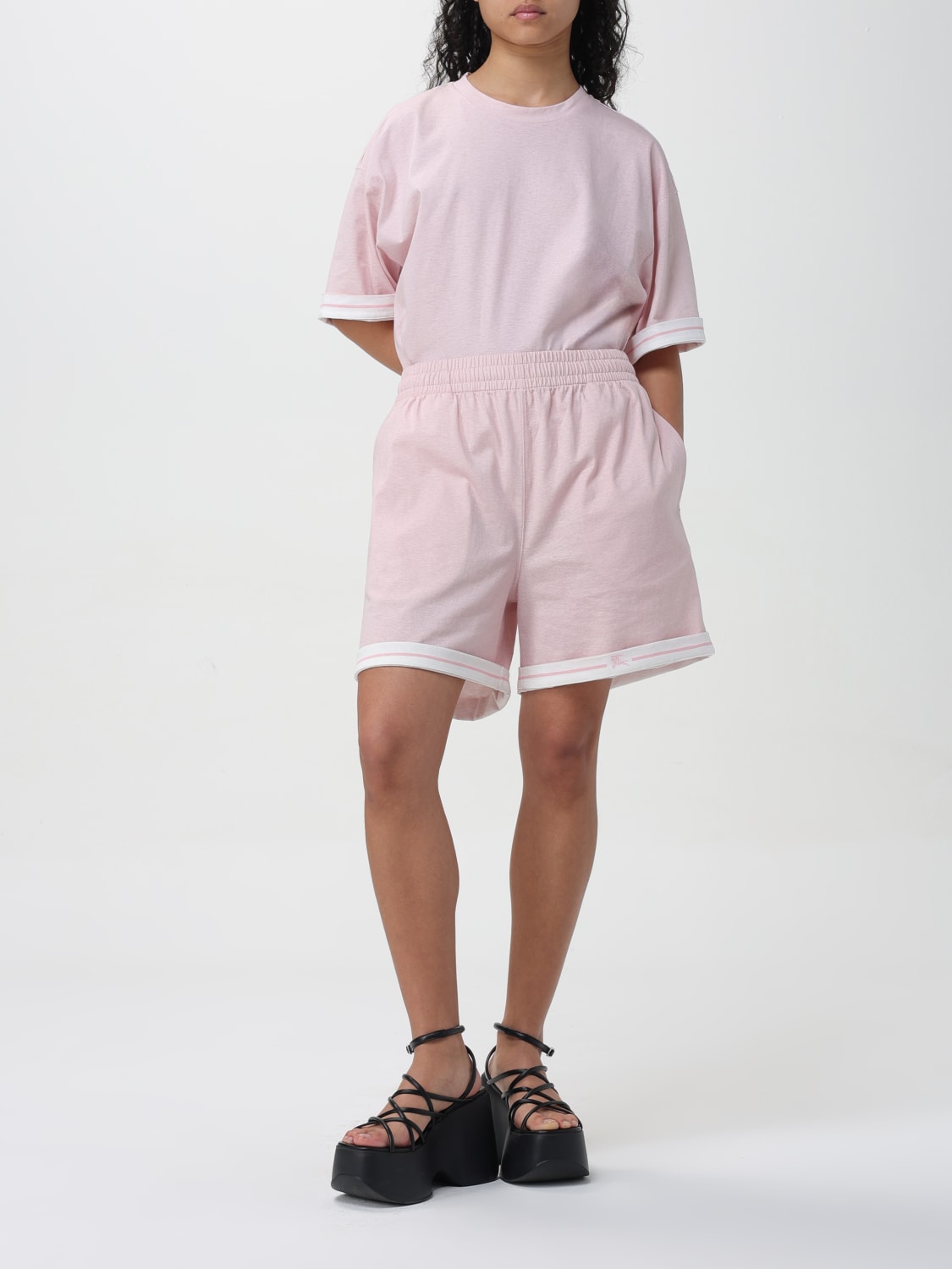 BURBERRY バーバリー ロゴ入り コットン Tシャツ pink 大人気