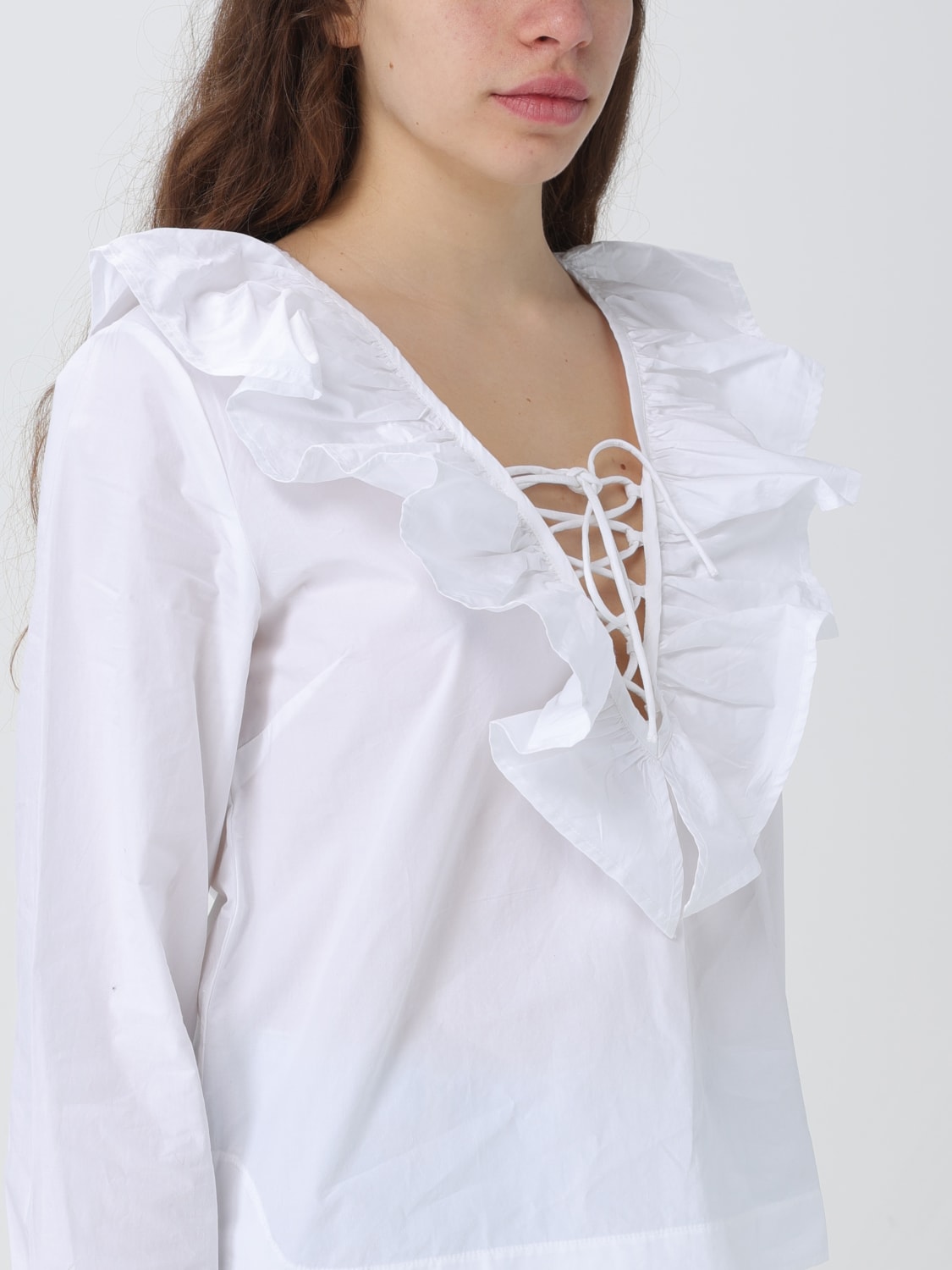 GANNI TOP: Shirt woman Ganni, White - Img 4