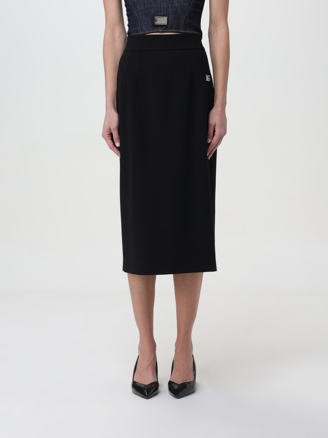 スカート DOLCE & GABBANA Woman Skirt Black F4CXCTFU28J N0000 Long silk chiffon skirt with belt in Black for Women