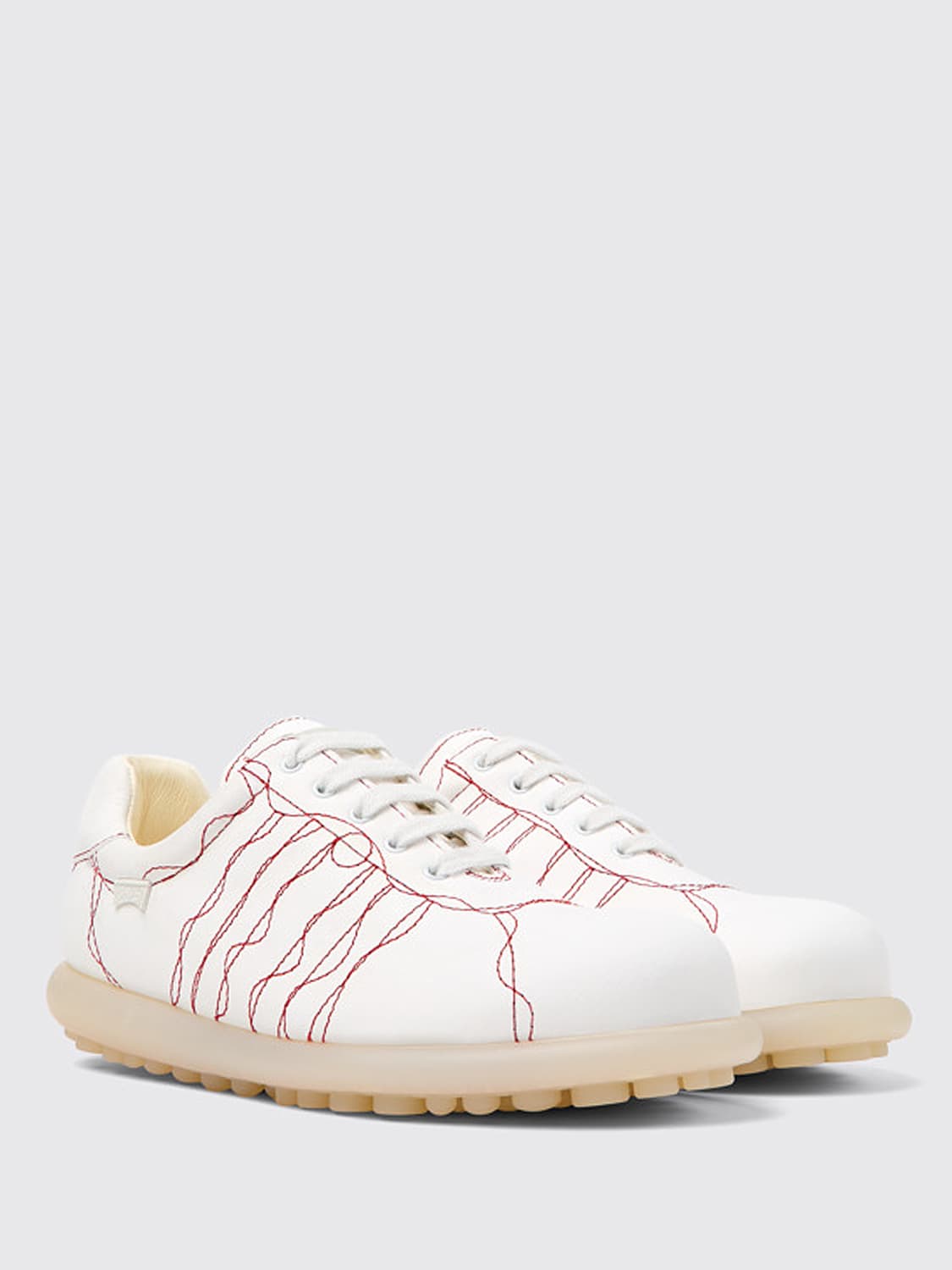 CAMPER SNEAKERS: Sneakers Twins Camper in pelle con cuciture , Bianco - Img 2