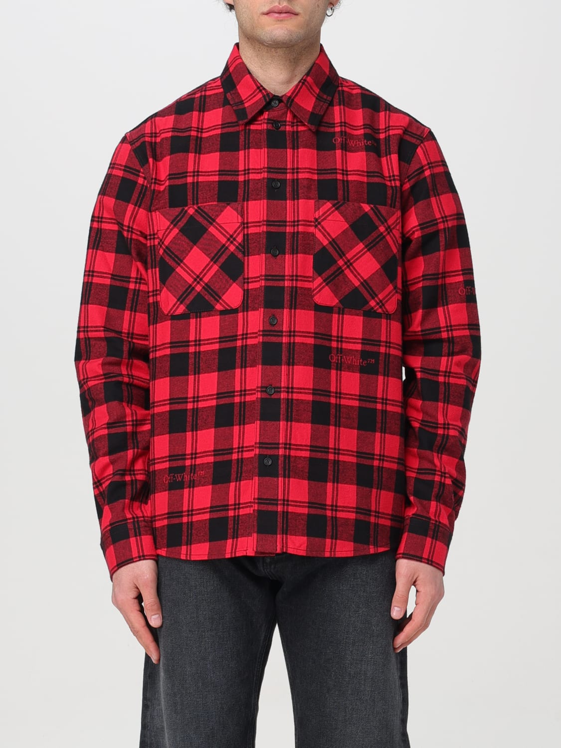 OFF-WHITE CAMICIA: Camicia uomo Off-white, Rosso - Img 1