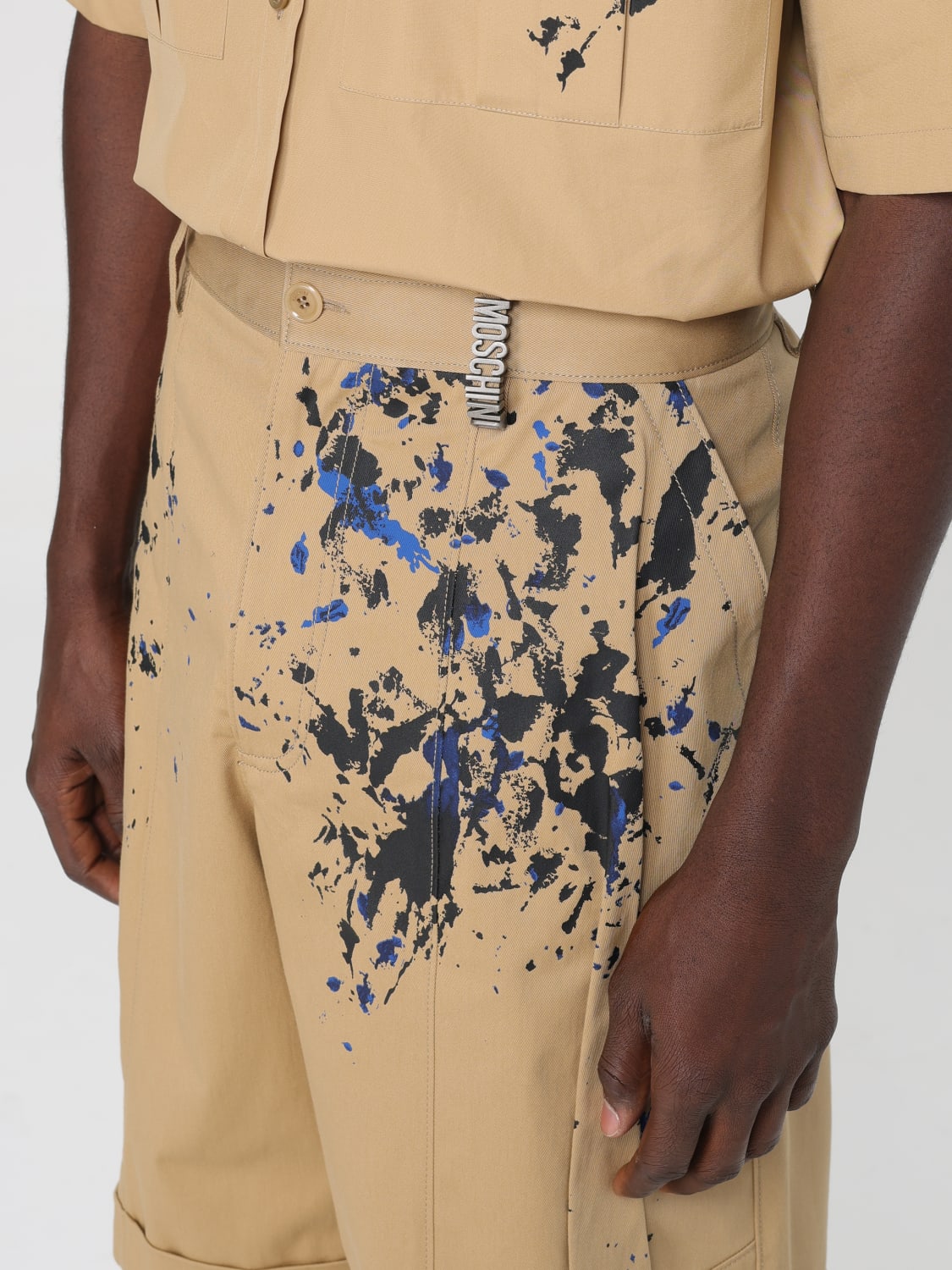 MOSCHINO COUTURE PANTALONCINO: Bermuda Moschino Couture in cotone con effetto painted, Beige - Img 4