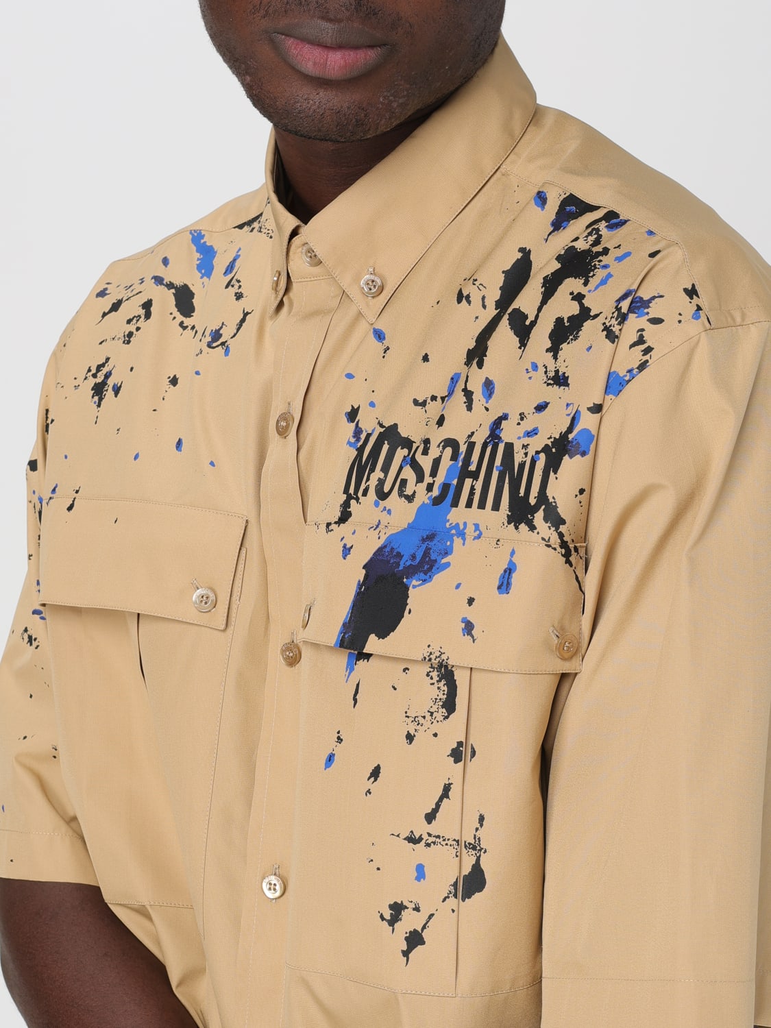 MOSCHINO COUTURE 衬衫: 衬衫 男士 Moschino Couture, 米色 - Img 4