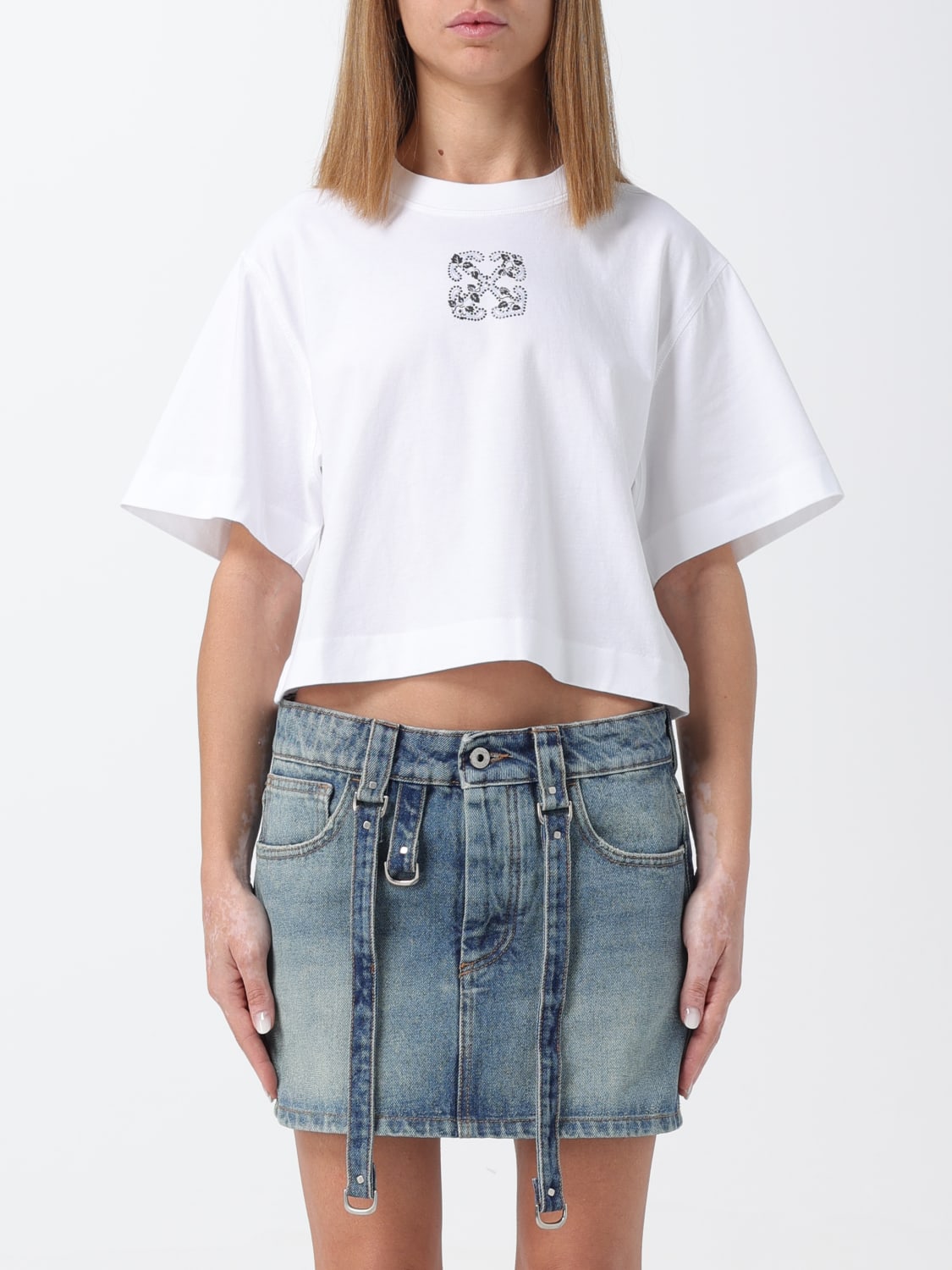 OFF WHITE T shirt woman White Off White t shirt OWAA090S24JER005 online at GIGLIO.COM