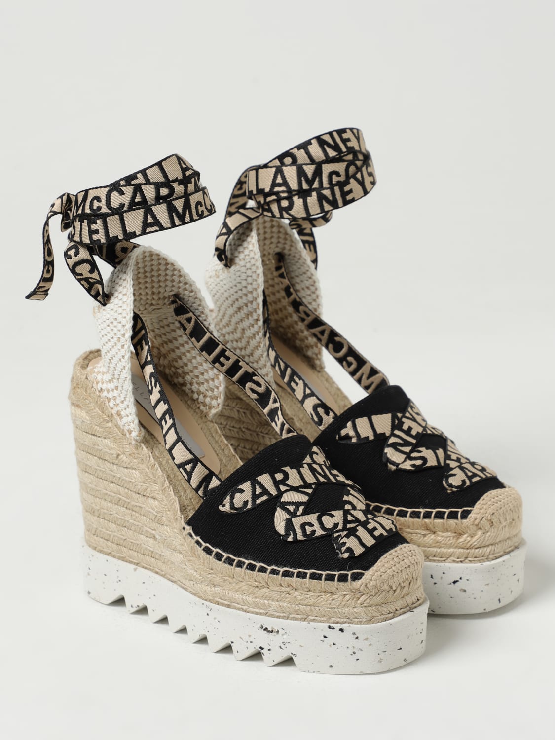 サンダル・ミュール Stella McCartney GAIA ESPADRILLAS WEDGE (810209N0222 9007) Women Dark blue denim Gaia Bouclé Platform Espadrille Wedges
