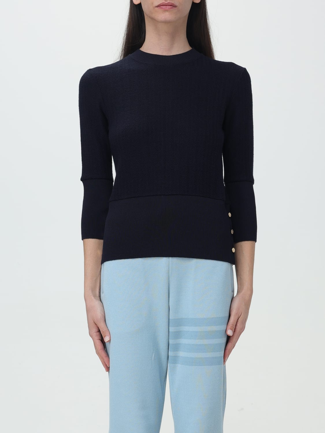 THOM BROWNE: Sweater woman - Navy | Thom Browne sweater FJS165AJ0081 ...